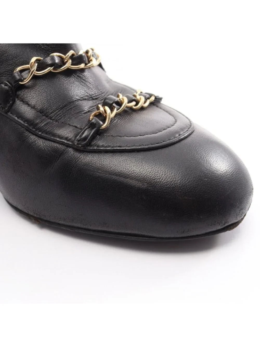 Chanel Boots Quilted Chain Long Leather Patent Shoes